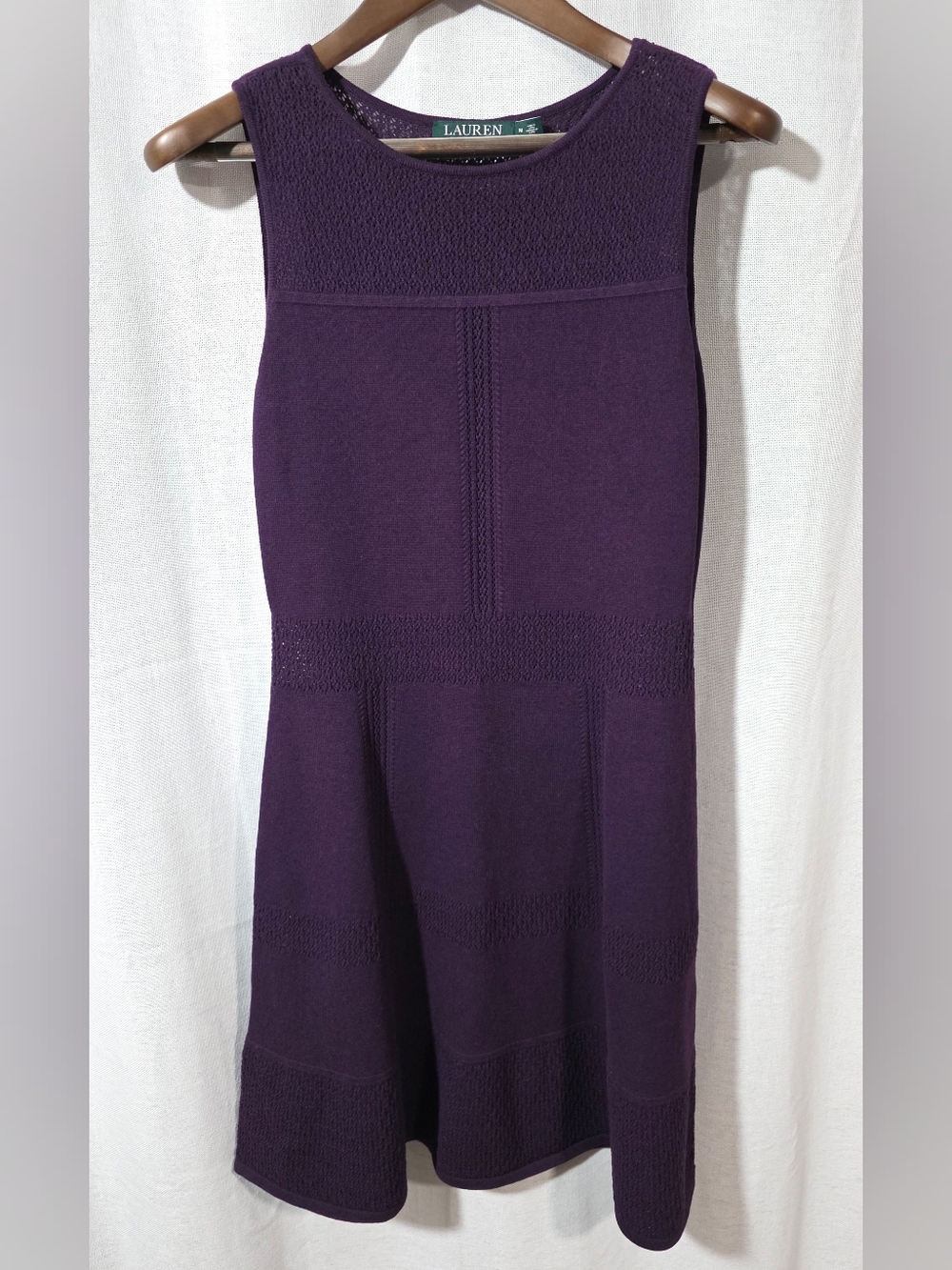 Lauren Ralph Lauren Purple Knit Midi Dress Size Medium Like New
